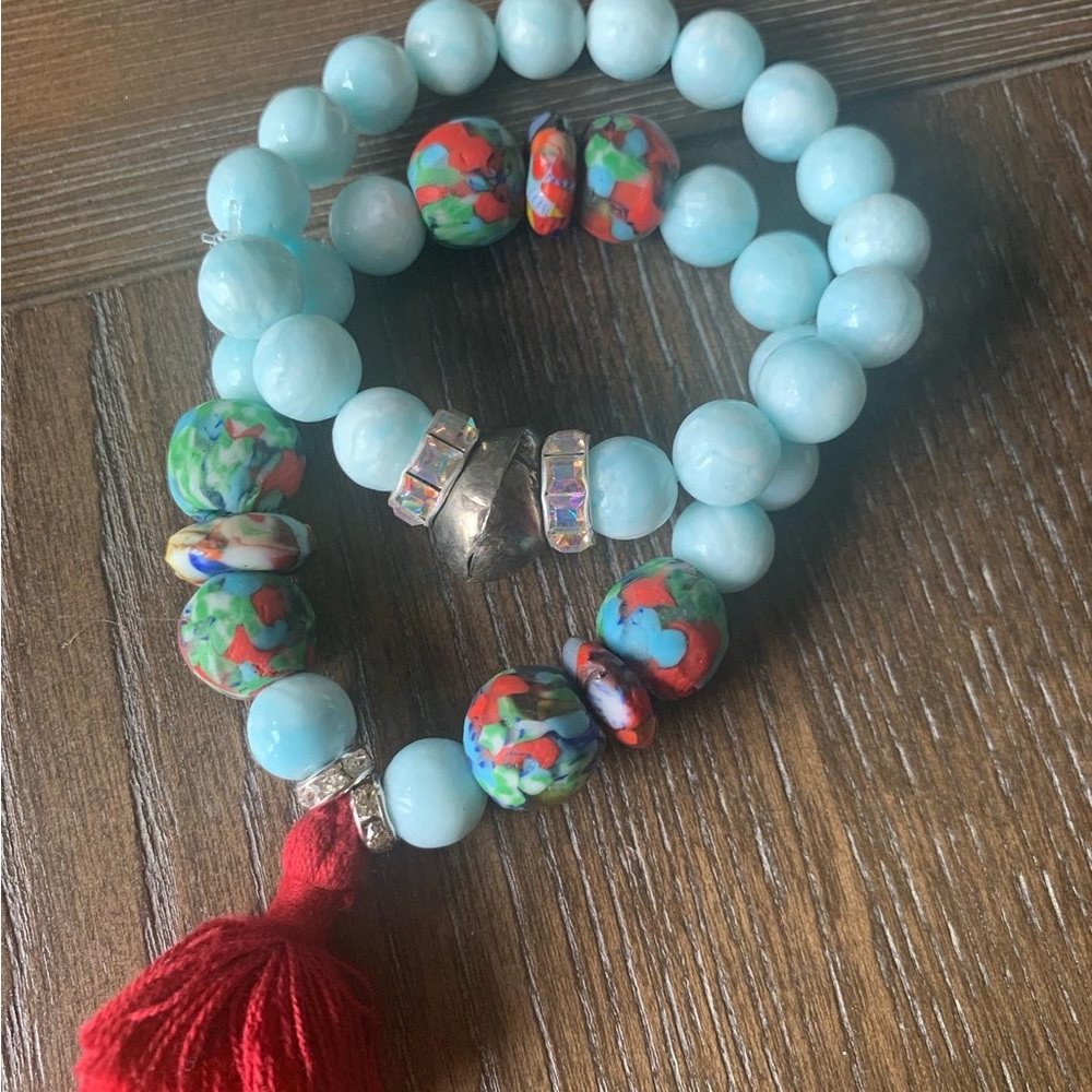 Hemimorphite 10mm Bracelet Stack - image 4